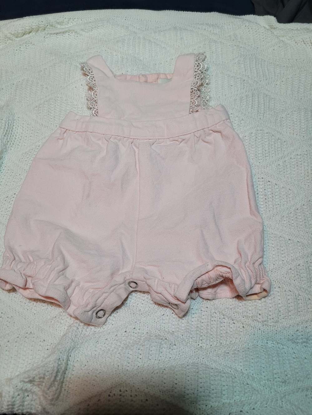 Baby Pink Lace-Trim One-Piece Bodysuit